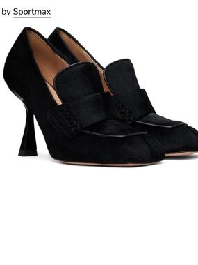 Sportmax Black Pony Hair Heeled Loafers